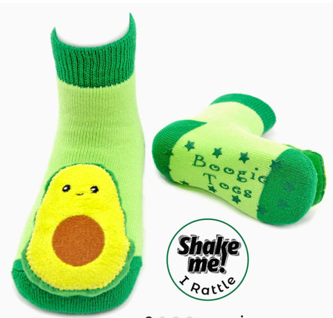 Boogie Toes Rattle Socks - Avocado