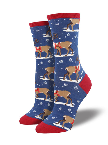 Socks - Winter Reindeer Blue