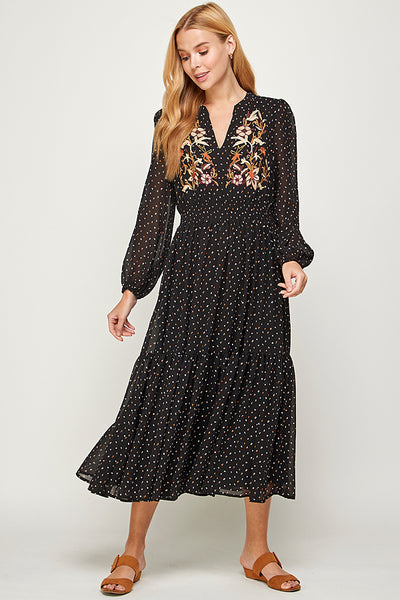Black Dress with Embroidery
