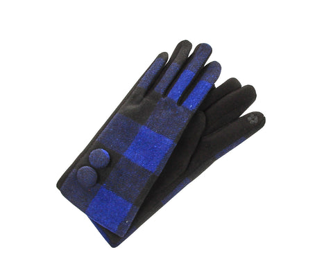 Gloves - Buffalo Plaid Black & Blue