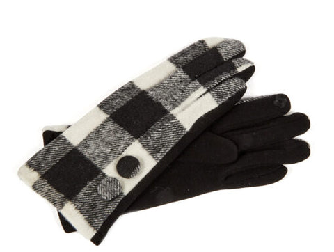 Gloves - Buffalo Plaid Black & White