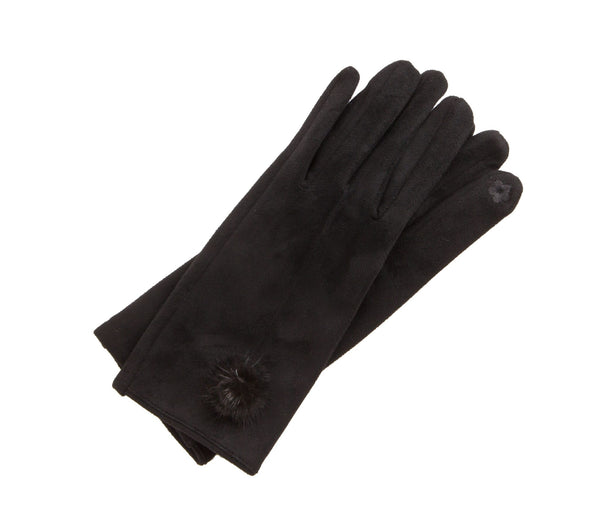 Gloves - Black with Fur Ball