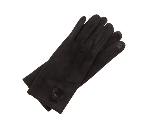 Gloves - Black with Fur Ball