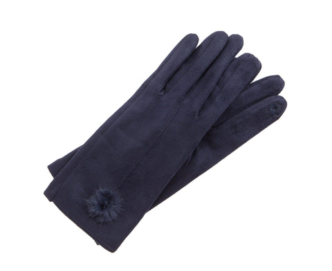 Gloves - Navy with Fur Ball