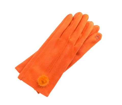 Gloves - Orange with Fur Ball