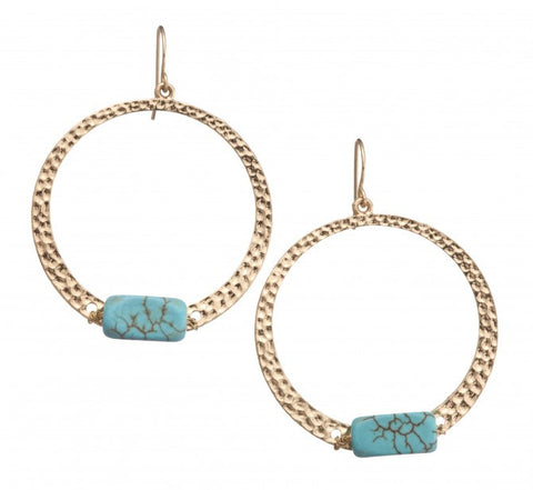 Hammered Earrings - Turquoise
