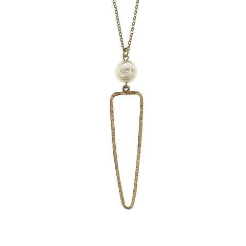 Triangle Necklace with Coin Pearl - Gold
