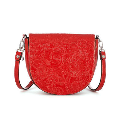 Embossed Saddle Bag- Red