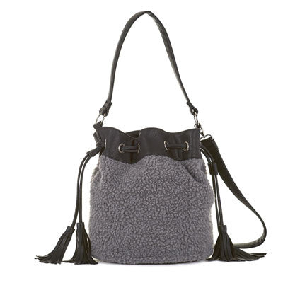 Sherpa Drawstring Bucket Bag